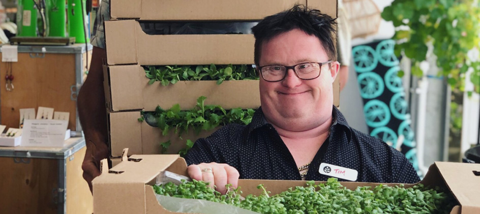Vertical Harvest employee at work